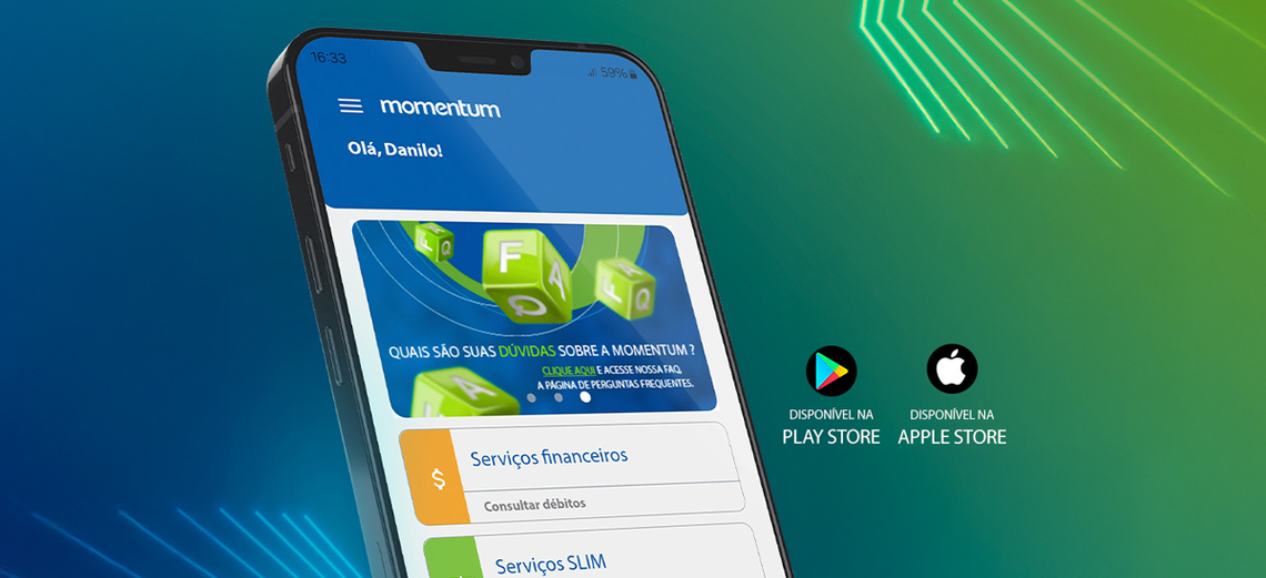 Baixe o app da Momentum no seu celular